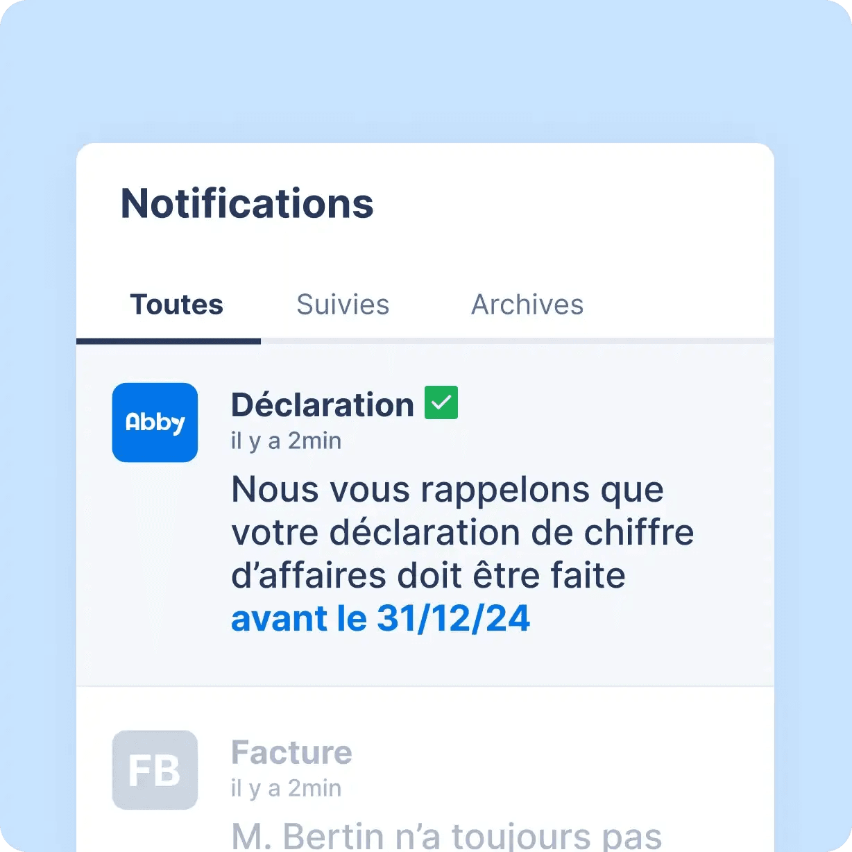 Rappels et notifications pour simplifier le suivi des échéances