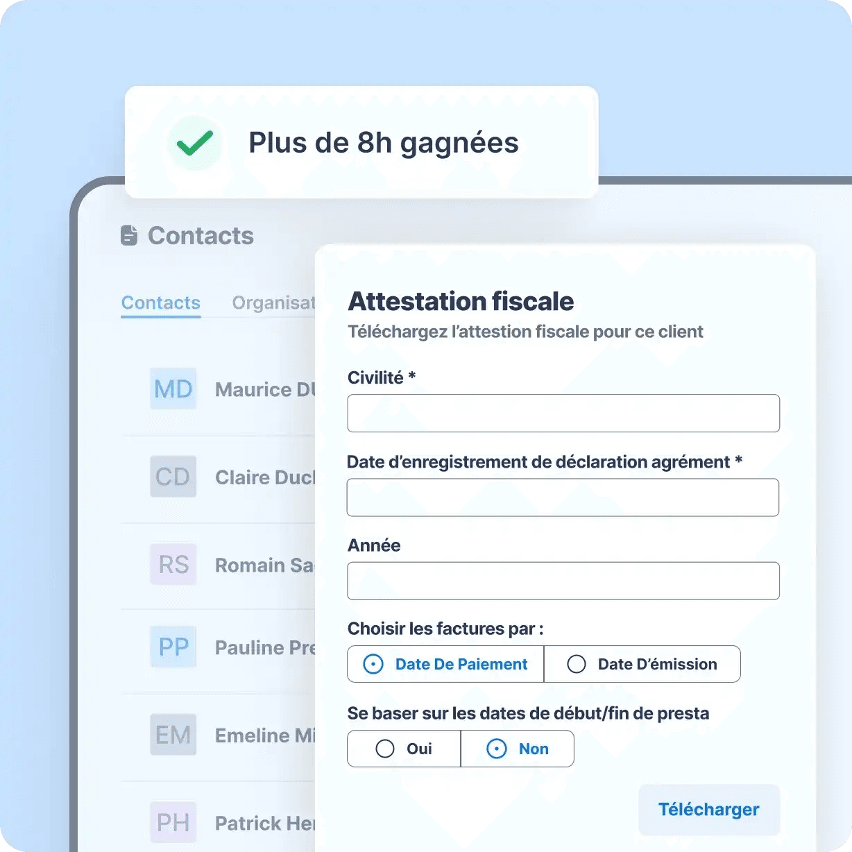 Téléchargement instantané des attestations fiscales