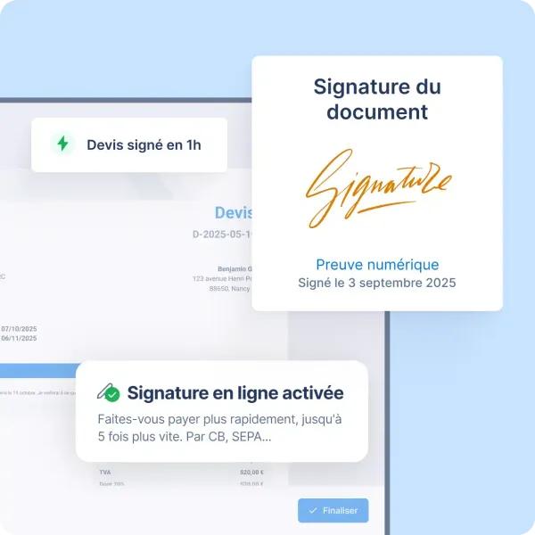 Signature de devis et bons de commande en ligne