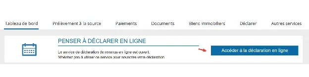 Espace particulier impots.gouv.fr avec accès à la déclaration en ligne 2042-C-PRO