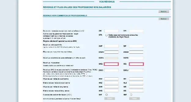 Case 5HQ pour les recettes BNC sans versement libératoire sur la 2042-C-PRO