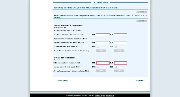 Case 5TE pour les recettes BNC avec versement libératoire de l'impôt