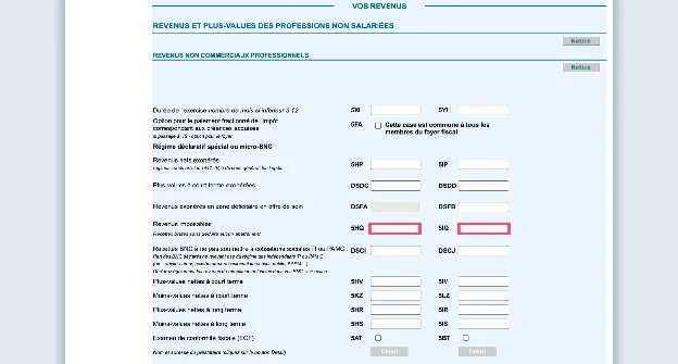 Case 5HQ pour les recettes BNC sans versement libératoire sur la 2042-C-PRO