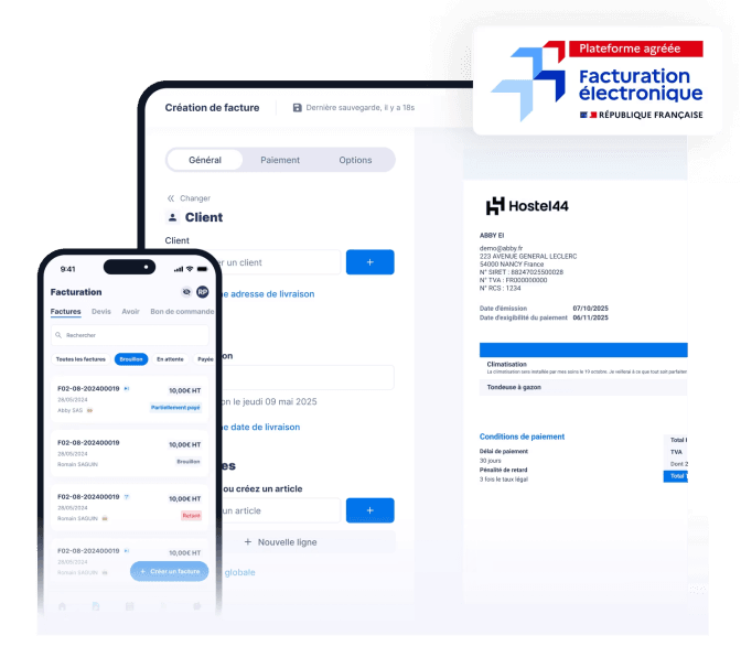 La <span class='text-primary shine-effect'>facturation électronique</span> gratuite, conforme à la réforme 2026