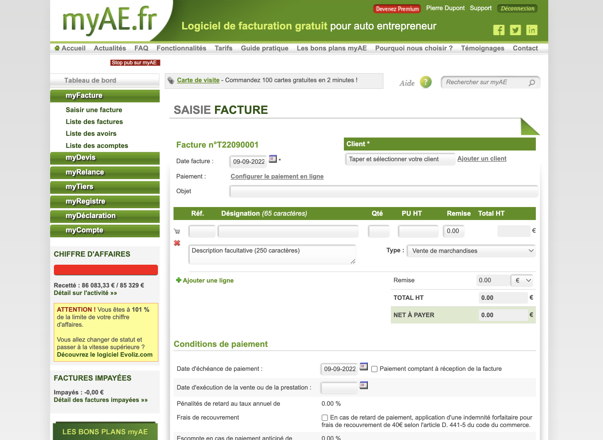 MyAE: logiciel de facturation et comptabilité