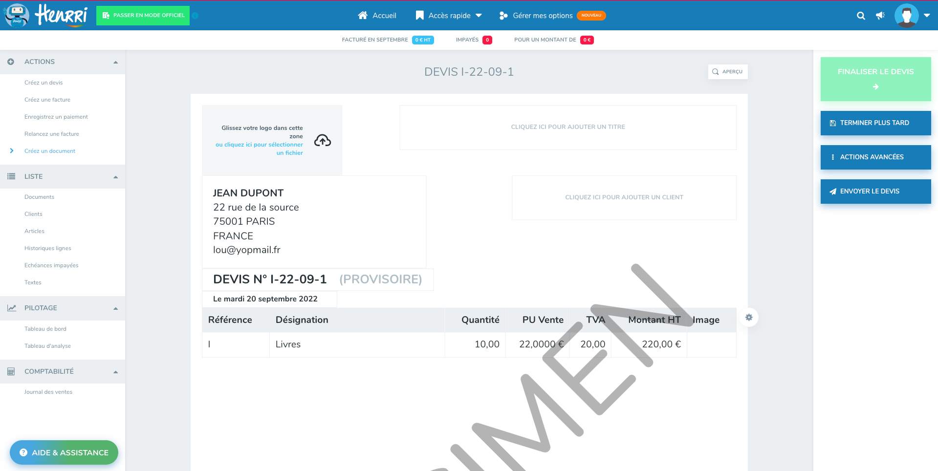 Henrri : logiciel de facturation et comptabilité
