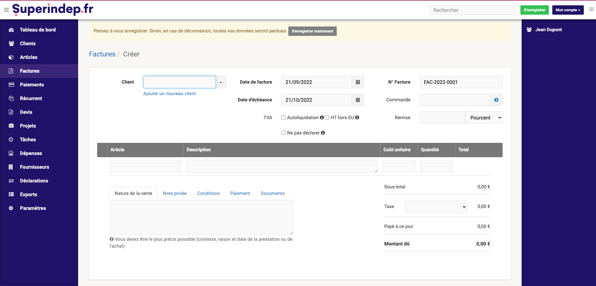 Dashboard superindep