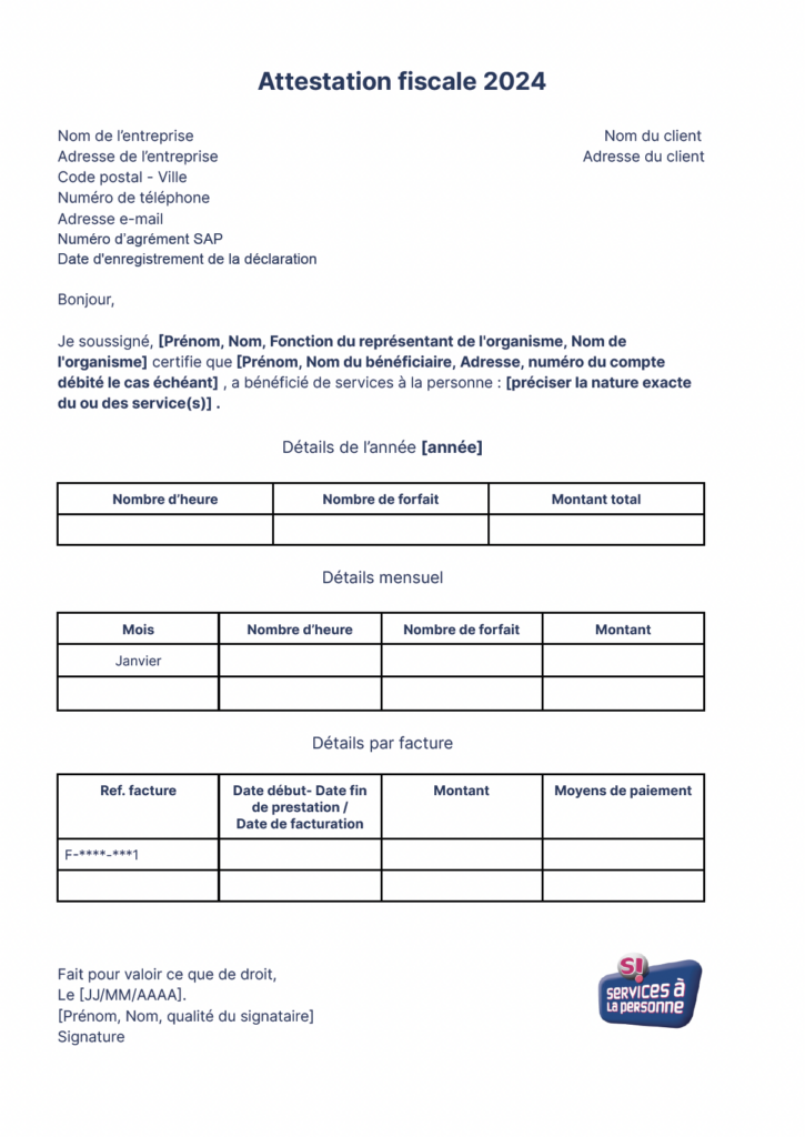 modèle attestation fiscale annuelle